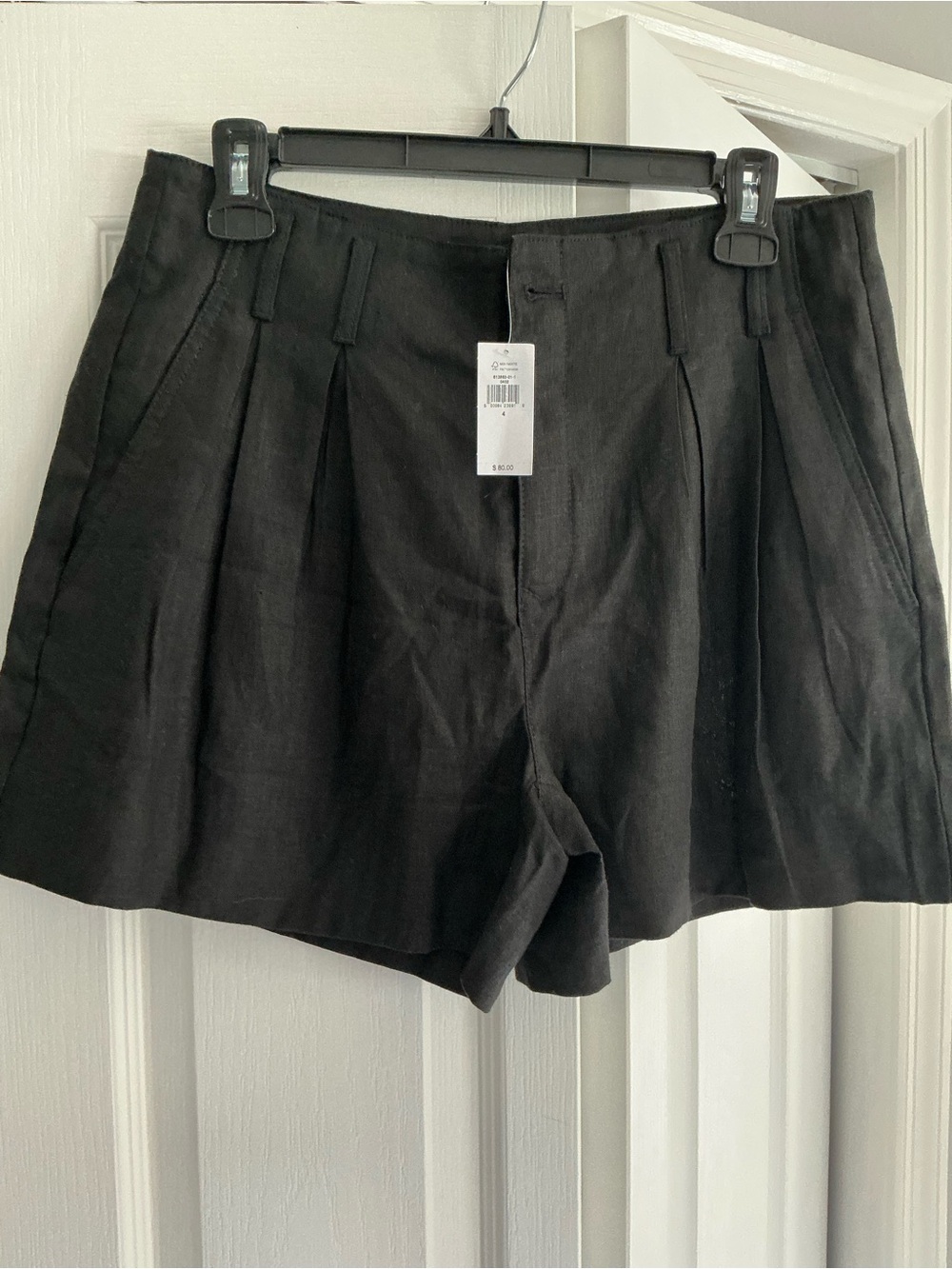 ‼️NWT Banana Republic Linen Black Pleated High-Waist Shorts